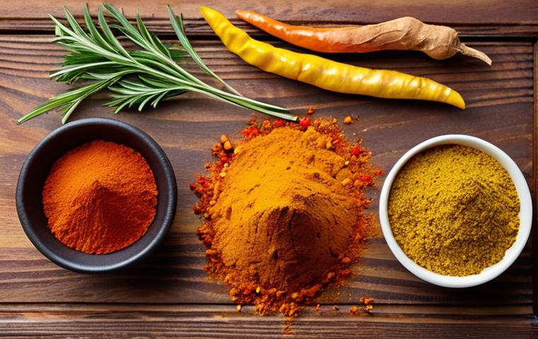 **

A vibrant and colorful display of metabolism-boosting spices like cayenne pepper, ginger, cinnamon, and turmeric, arranged artfully on a wooden table with fresh herbs in the background. The scene should evoke a feeling of warmth and culinary inspiration.

**
