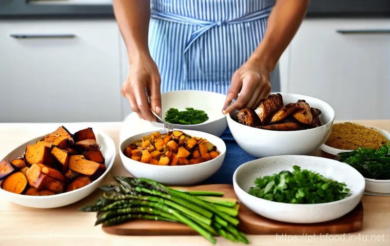 고단백 저지방 식품 추천 - **Prompt 1: Vibrant Portuguese Market Abundance**
    A cheerful Portuguese woman in her late 20s or...