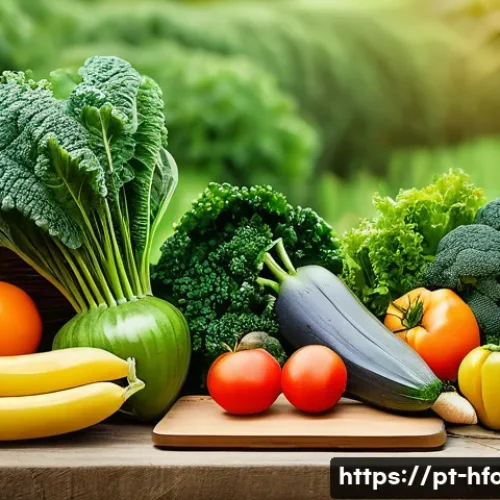 Home 13 유기농 채소 박스 구독 서비스 비교 - A vibrant, well-lit scene of a rustic wooden table outdoors, featuring a colorful assortment of fres...